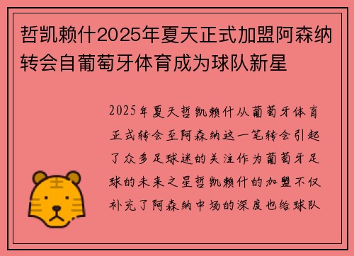哲凯赖什2025年夏天正式加盟阿森纳转会自葡萄牙体育成为球队新星